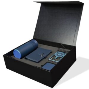 A blue-themed business travel gift