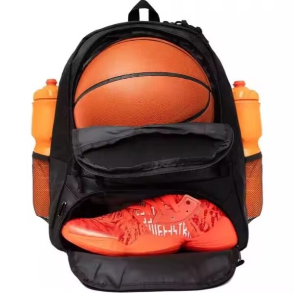 Sports bag with ball and shoe compartment