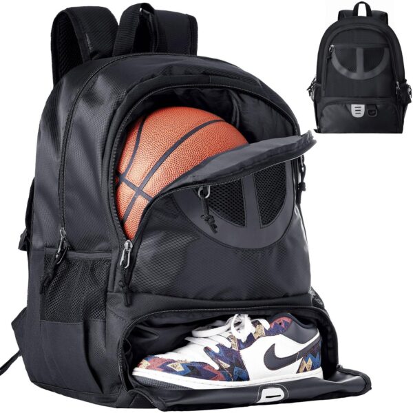 Sports bag with ball and shoe compartment