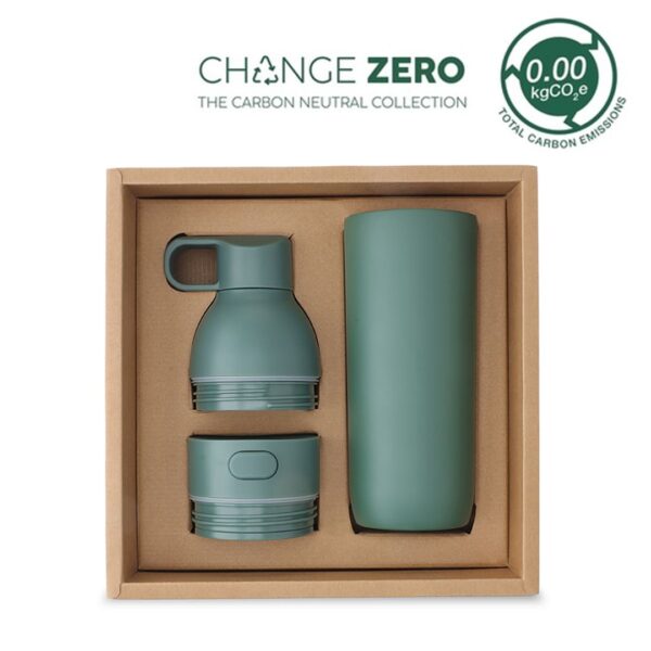 Green tumbler with bottle gift set