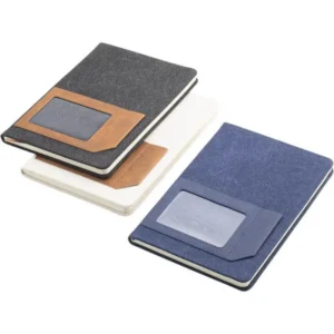 ADANA Santhome Recycled Canvas A5 Hard Cover Notebook With PU Pocket Black