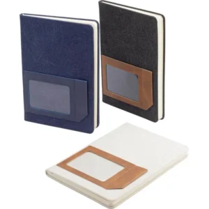 ADANA Santhome Recycled Canvas A5 Hard Cover Notebook With PU Pocket Navy