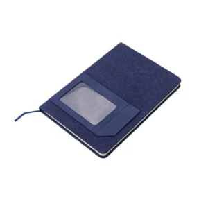 ADANA Santhome Recycled Canvas A5 Hard Cover Notebook With PU Pocket Navy