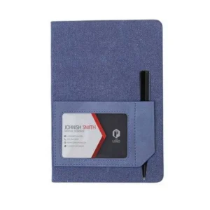 ADANA Santhome Recycled Canvas A5 Hard Cover Notebook With PU Pocket Navy