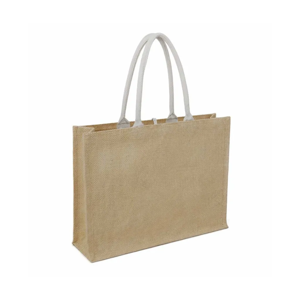 [JTEN 432S] MONCLOVA - Jute Bag with Canvas Pocket - Natural