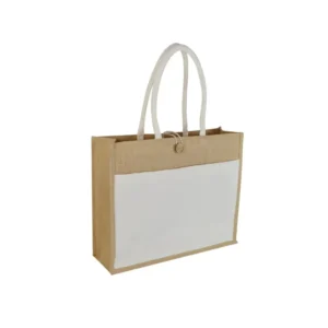 MONCLOVA Jute Bag With Canvas Pocket Natural