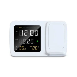 RISE Giftology Digital Alarm Clock Wireless Charger White 6