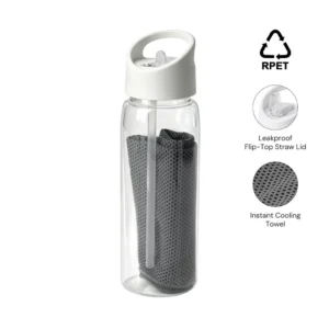 [DWGL 3297] DEVON - Giftology RPET Cooling Towel in RPET Bottle 800 ml - White