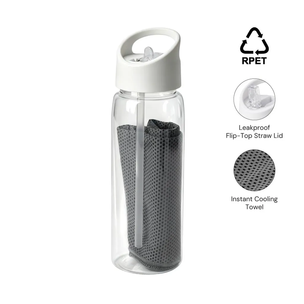 [DWGL 3297] DEVON - Giftology RPET Cooling Towel in RPET Bottle 800 ml - White