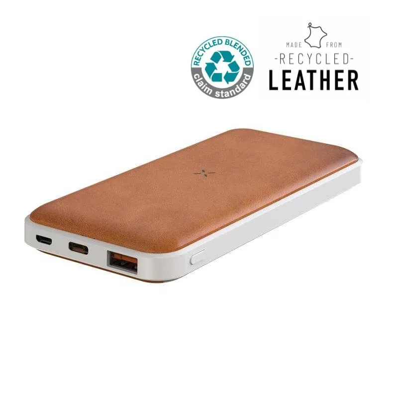[ITPB 1141] ALBECK - Recycled Leather 10000mAh PD Powerbank - White-Tan