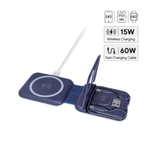 [ITWC 1246] TURIN - @memorii Foldable Wireless Charger and Multicable Set - Navy Blue