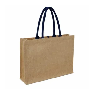 MONCLOVA Jute Bag With Canvas Pocket Blue