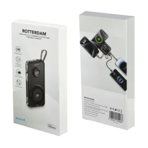 ROTTERDAM @memorii® 10000mAh Universal Wireless Powerbank With Inbuilt Cables Black