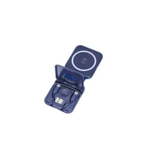 TURIN @memorii Foldable Wireless Charger And Multicable Set Navy Blue