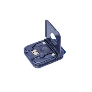 TURIN @memorii Foldable Wireless Charger And Multicable Set Navy Blue